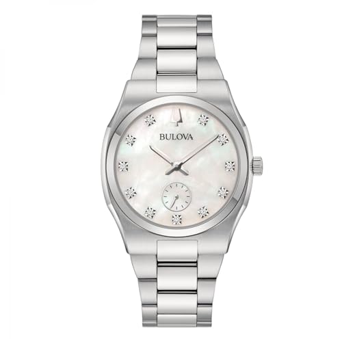 Bulova Surveyor 96P242 montre de luxe en acier avec diamants et nacre