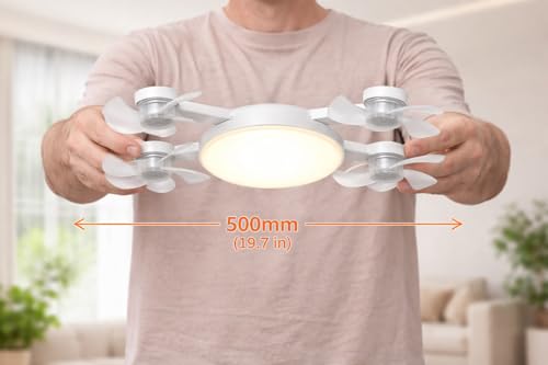 Image of Drone LED Ceiling Light with Fan | Foldable Blades | 3 Color Modes (Warm /Neutral /White) | Modern Ceiling Lamp for Bedroom, Living Room(with Remote)