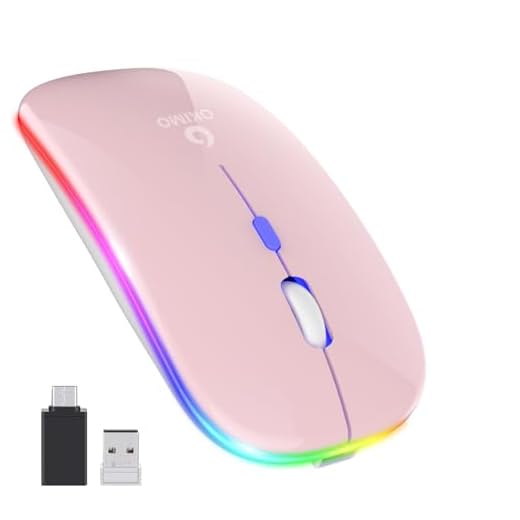 【Upgrade】 LED Wireless Mouse, Slim Silent Mouse 2.4G Portable Mobile Optical Office Mouse with USB & Type-c Receiver, 3 Adjustable DPI Levels for Notebook, PC, Laptop, Computer, MacBook (Pink)