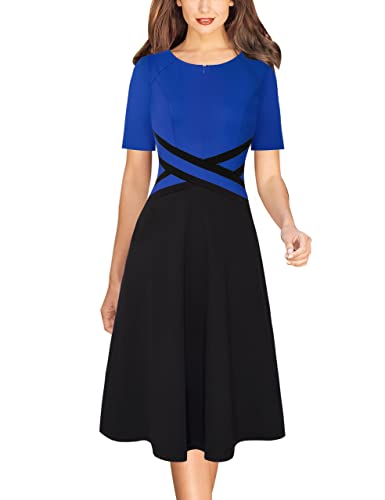 VFSHOW Womens Elegant Front Zipper Crisscross Waist Slim Wear to Work Business Office A-Line Dress2