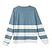 FQZWONG Men's Ribbed Crewneck Sweater Casual Long Sleeve Slim Fit Knitted Pullover Sweater Fall Winter Stripe Sweatshirts（2-Blue,Large