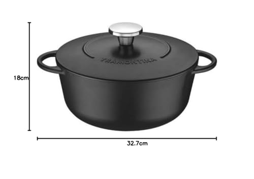 Tramontina Black Enamelled Cast Iron Casserole Dish | 28 cm (6 litre) | Indoor & Outdoor Use - Image 7