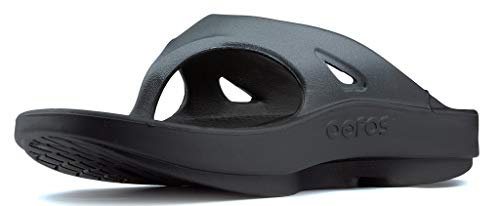 Oofos Ooriginal Sport Sandal, Graphite - Men’s Size 10, Women’s Size 12 - Lightweight Recovery Footwear - Reduces Stress On Feet, Joints & Back - Machine Washable - Hand-Painted Graphics #TOP2