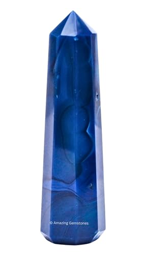 Image of Amazing Gemstone Blue Agate Crystal Towers ~ Natural Healing Crystal Point Obelisk for Reiki Healing and Crystal Grid (2 inch to 3 inch INCH)