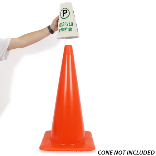 SmartSign “Reserved Parking” Bright Reflective Cone Message Sleeve, Pack of 1 [Cone Not Included]
