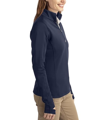 Image of Cutter & Buck womens Moisture Wicking Upf 50+ Stretch Traverse Half Zip PulloverPullover Sweater