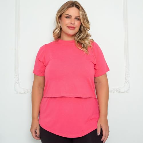 Blusa amamentação camiseta feminina maternidade t-shirt gestante blusinha grávida mãe leite manga cu