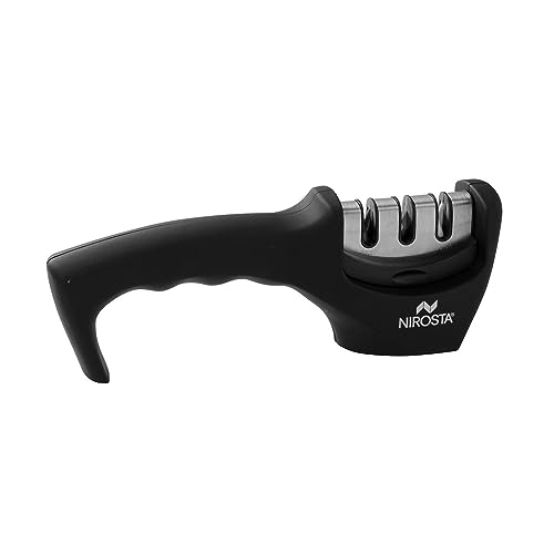 Nirosta FACKELMANN 3-Step Knife Sharpener, ABS, Black and Stainless Steel