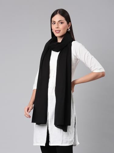 TWIN BIRDS Stylish Light Weight Carbon Black Coloured Cotton Dupatta | Shawl for Women - Image 2 thumbnail