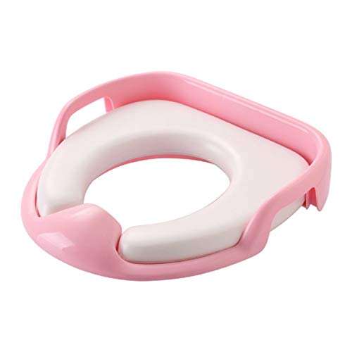 Image of Zollyss Potty Training Seat for Boys And Girls, Fits Round & Oval Toilets, Non-Slip with Splash Guard, Includes Free Storage Hook (Light Pink)