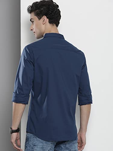 Image of The Indian Garage Co Men Slim Fit Solid Full Sleeves Cutaway Collar Casual Shirt