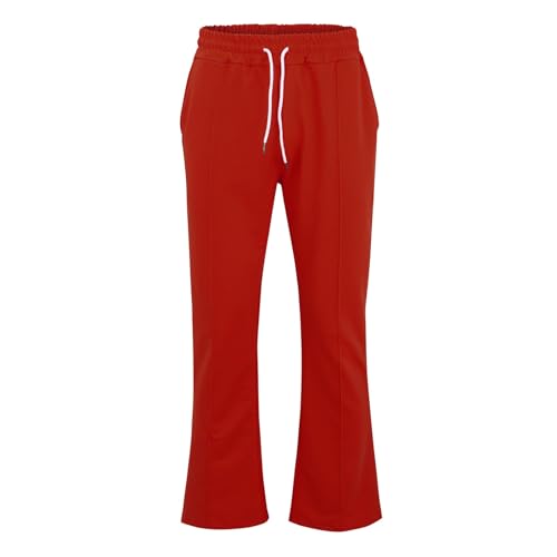 Pantalon de ski pour homme - Rouge - Sports - Loisirs - Long évasé - Coupe ajustée - Taille élastique - Couleur unie - Décontracté - Pantalon de survêtement pour homme - Jambes extra longues, rouge