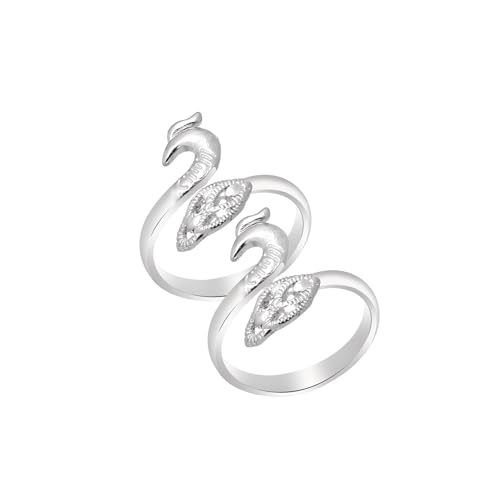 Image of 925 Sterling Silver Peacock Design Toe Ring for Women and Girls | Polish Adjustable Toe Bichiya | Adjustable