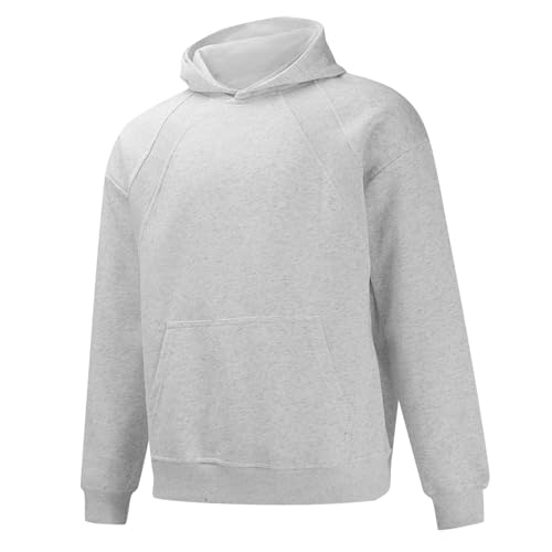Mens Trendy Solid Color Oversized Sweatshirt Fleece Lined Loose Fit Commute Hooded Pullover Long Sleeve Wander Hoodie4