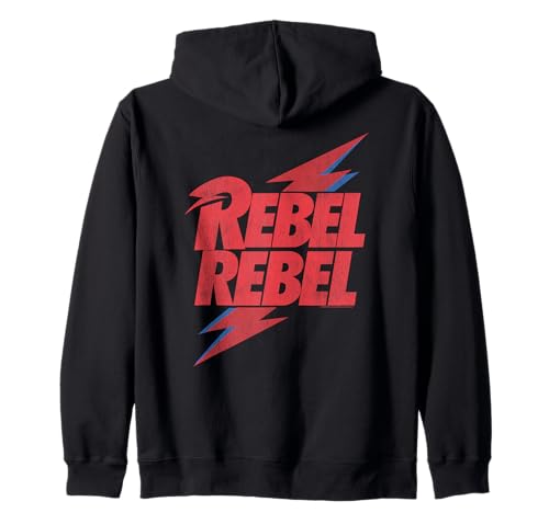 Official David Bowie Music Rock Distressed Rebel rebel Zip Hoodie