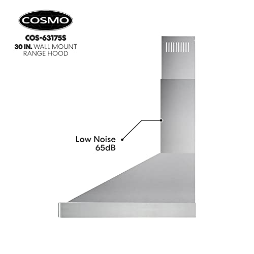 Cosmo 63175S 30 Inch Wall Mount Range Hood with Ductless Convertible