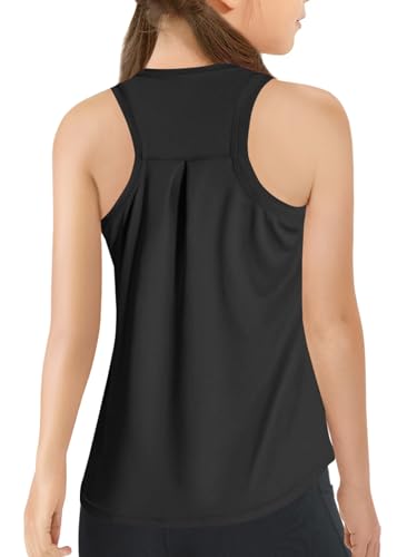 Haloumoning Girls Athletic Tank Tops Kids Racerback Sleeveless Workout Running Sports Shirts 5-14 Years