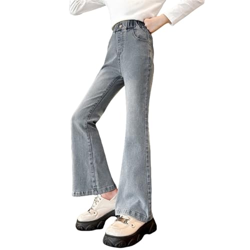 Girls Skinny Flare Jeans High Waisted Kids Aesthetic Denim Bell Bottom Vintage Elastic Waist Bootcut Jeans Slim