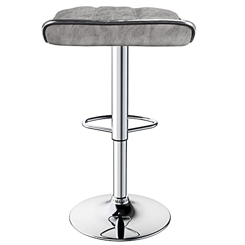 Ergodesign Bar Stools Set Of 2, Square Backless Adjustable Bar Stools, Swivel Bar Stool, Barstools Set Of 2 (Hot-Stamping Cloth - Grey) #TOP5