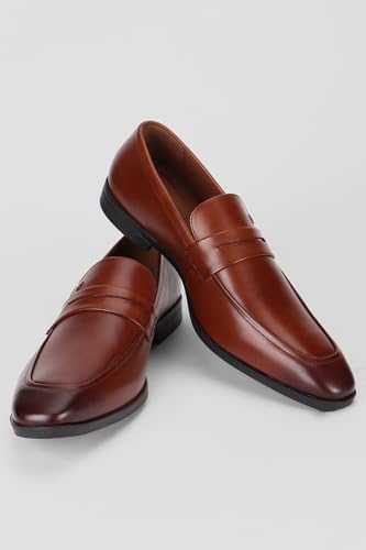 Image of Louis Philippe Men Premium Leather Breathable Lining Material Anti Slip with Heel TPR Sole Formal Slip-on Shoes