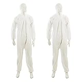 Dapetz ® 2 Pack Protective Disposable Overall Paper Boiler Suit Coveralls Protection Suit Elasticated hood, Cuffs and Ankles Zip Up Front M 120cm 46