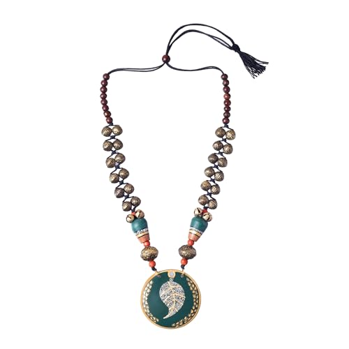 Image of AAKRITI ART CREATIONS Handcrafted Tribal & Brass Necklace Collection | Floral, Leaf & Elephant-Inspired Artisan Jewelry | Dhokra, Glass & Ethnic Statement Necklaces for Women