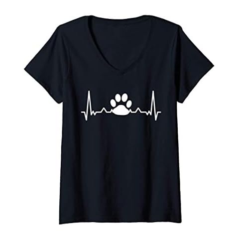 Womens My heart beats for my dog or cat - pet paw V-Neck T-Shirt Cover