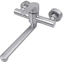 Monomando Fregadero Leroy Merlin COLFULINE Grifo para fregadero 15cm, Montaje en Pared, Grifo para Cocina Giratorio Flexible, Agua Frío o Caliente acero inoxidable 304 Cromo