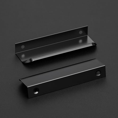 Image of Matte Black Cabinet Handles Finger Edge Pulls 4.75 Inch CC 12 Pack