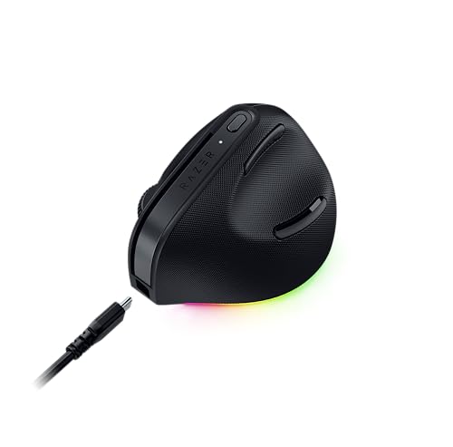 Image of Razer Pro Click V2 Vertical Wireless Mouse: 6 Button Ergonomic Design - One Click AI Prompt - Long Battery Life - Multi Device Connectivity via 2.4GHz, Bluetooth, or USB C Wired Mode - Chroma RGB