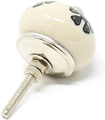 ETHNICITI 10 x Round Black & White Handmade Ceramic Door Knobs Cupboards Drawers Cabinets Wardrobe Assorted Vintage Shabby Chic Kitchen Bedroom Living Room Furniture Dressers Pulls Handles Home Decor - Image 3