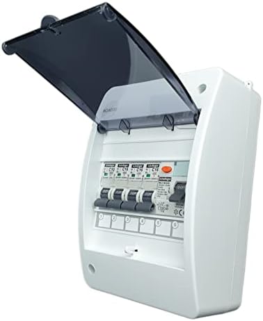 Wyłącznik nadprądowy, rozdzielacz prądu z wyłącznikiem różnicowoprądowym, 40 A, 30 mA, 2P i 3 x C16 A, C10 A Skrzynka bezpiecznikowa, natynkowa.