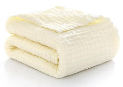 Image of Nazbella Baby Muslin Swaddle Blankets for Boys and Girls, Wrap Soft Silky 2 Pack Organic Cotton Muslin Swaddle Blanket, Breathable and Skin-Friendly.(Yellow-White)