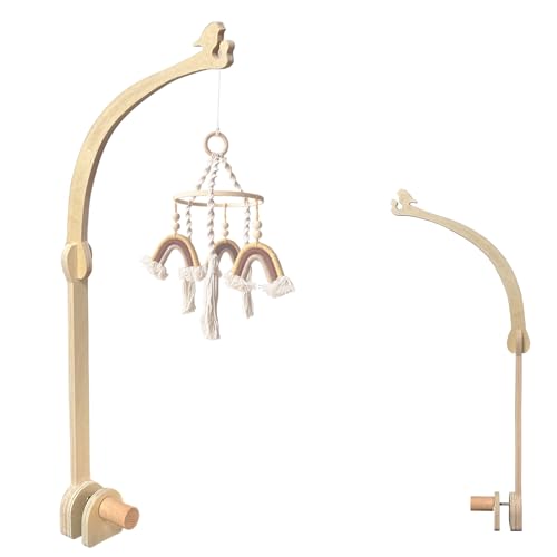 Image of Crib Mobile Wooden Arm, Suitable for All Cribs 100% Natural Larch Hanger Nusery Decor Baby Room Safe Holder(Mobile is not Included (Bird Original Color)