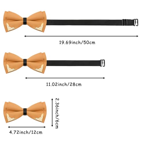 Image of Bow Ties for Men Women Metal Gold Bowtie, Pre Tied Mens Bow Tie Tuxedo Bowties Men for Prom Wedding Party