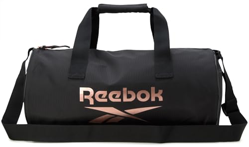 Reebok Duffle Bag - Lightweight Unisex Carry On Small Gym Bag - One Size Sports & Travel Duffel Bags for Men and Women, Size One Size, Plyo Jet Black With Rose Logo