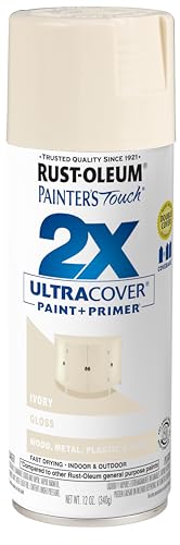 Rust-Oleum 249110 Painter's Touch 2X Ultra Cover Spray Paint, 12 oz, Gloss Ivory