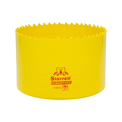 Starrett Deep Cut Hole Saw - DCH0338 Heavy Duty Bi-Metal with Extra Cobalt HSS Teeth - For Metals Wood Cast Iron Fibreglass Plastic Materials - 86mm