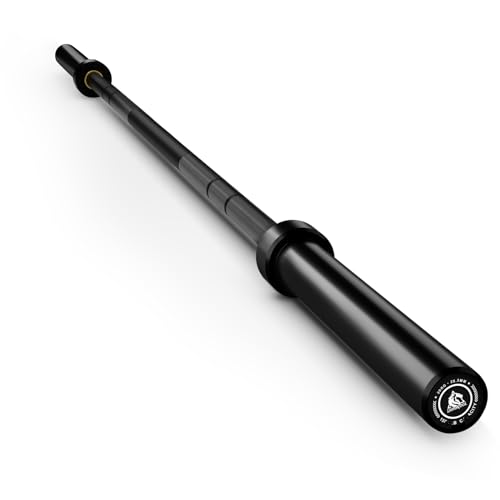 LIONSCOOL 7ft Olympic Barbell (Black E-coating, 1500LBS, No Center Knurl)