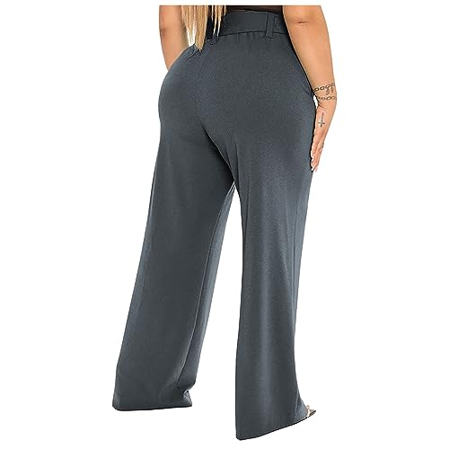 Women's High Waist Wide Leg Pants Casual Dressy Drawstring Palazzo Pant Relaxed Solid Straight Trousers with Pockets3