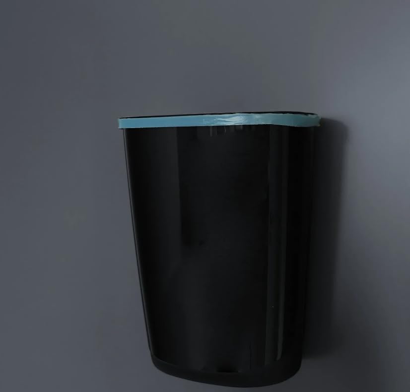 SemyTop Kunststoff Mülleimer, 32L, Schwarz, mit Deckel, für Sanitärbereich, Wandmontage oder Standmodell, mit Müllbeutelring und integrierter Wasserwaage