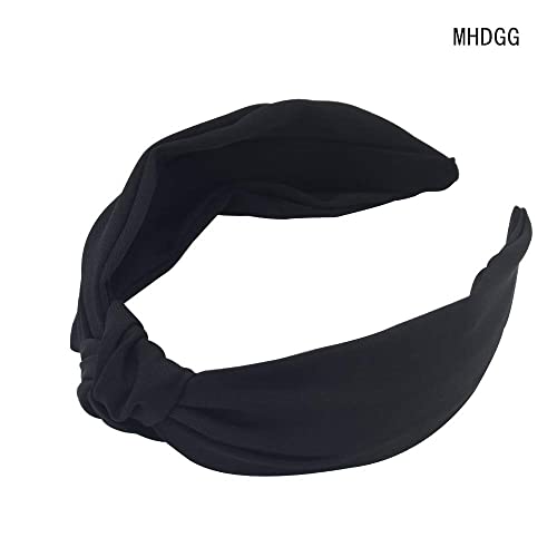 Mhdgg 1Pcs Knotted Headbands For Women Turban Headbands For Women Wide Headbands For Women Knot Headband Solid Colors Hair Knotted Hair Band For Women Headwear,Black #TOP1