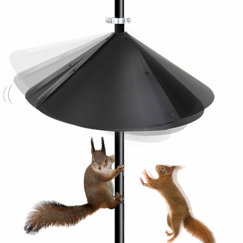 LinamHoz Déflecteur d'écureuil pour mât d'alimentation à oiseaux, bouchon de protection anti-écureuil pour mangeoires à oiseaux d'extérieur anti-écureuils (style poteau noir)