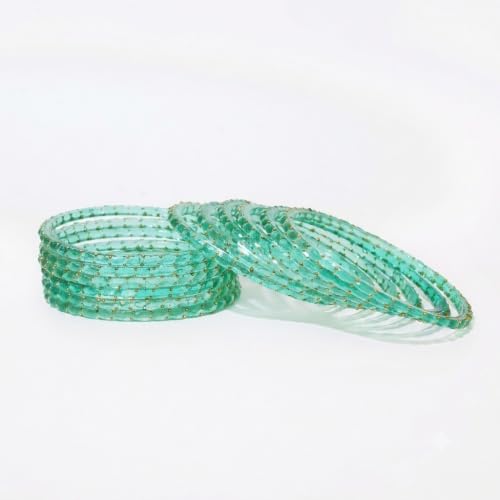 Image of Raindrop Crystal Glass Bangles, Pack of 12