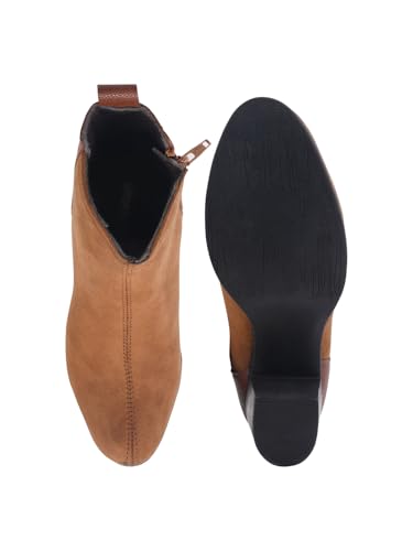 Image of Women's Ankle Boots with Block Heel | Side Zip Closure | Faux Suede Finish | Casual & Party Footwear Booties