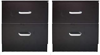 Pair of Redstone Bedside Table Cabinet Chest of Drawers 2 Nightstand Set of Two (Black)