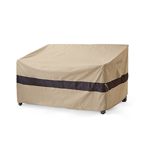 Wj-X3 2-Seater Outdoor Bench Cover, Heavy Duty Patio Bench Cover, Waterproof Bench Cover, High Wind Resistant Design For Porch Bench Cover, 70W X 30D X 35H, Beige & Coffee #TOP19