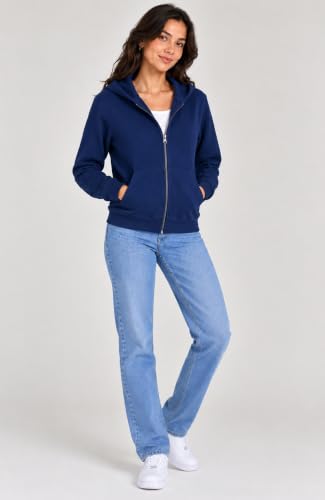 Image of SANE ORIGINALS Women's Cotton Blend Fleece Zip Up Hoodie Sweatshirt, Warm Winter Full Zip Jacket with Kangaroo Pockets