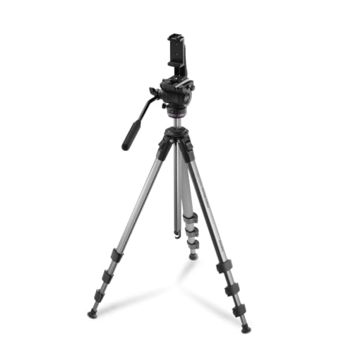 Hama Videostativ mit Fluidkopf (Kamera Stativ f&uuml;r Video, DLSR und Smartphone, Tripod, Dreibeinstativ, mit Handyhalterung, Aluminium Reisestativ, leicht, 46 - 160 cm, bis 7 kg)