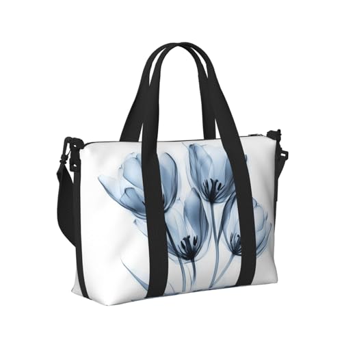 X-ray art tulip blossoms print Travel Duffel Bag, Sports Tote Gym Bag, Swim Pool Bag Large Shoulder Tote Bag for Beach Weekender3